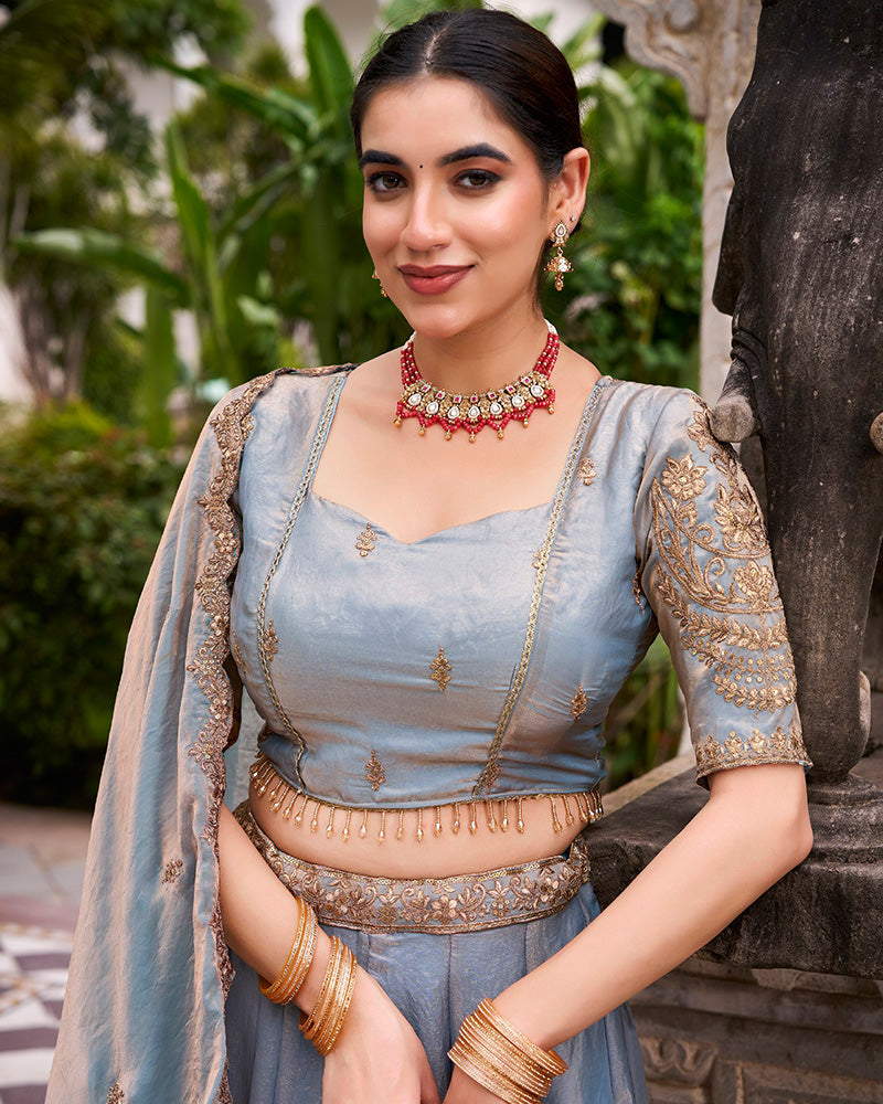 Sky Blue Color Fendi Pastel Lehenga Choli