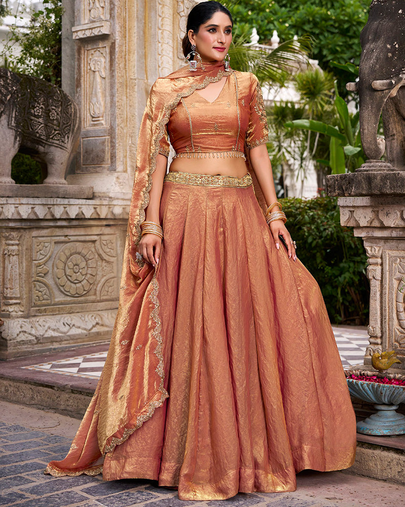 Rust Orange Color Fendi Pastel Lehenga Choli