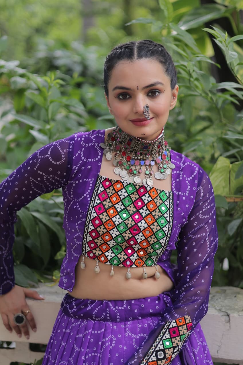 Navratri Special Designer Chaniya Choli Bandhani Print work with Kutchi Gamthi Patchework Work