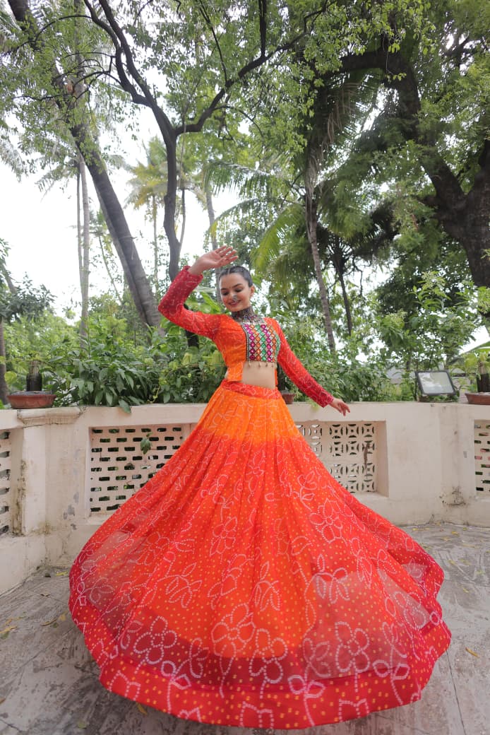 Navratri Special Designer Chaniya Choli Bandhani Print work with Kutchi Gamthi Patchework Work