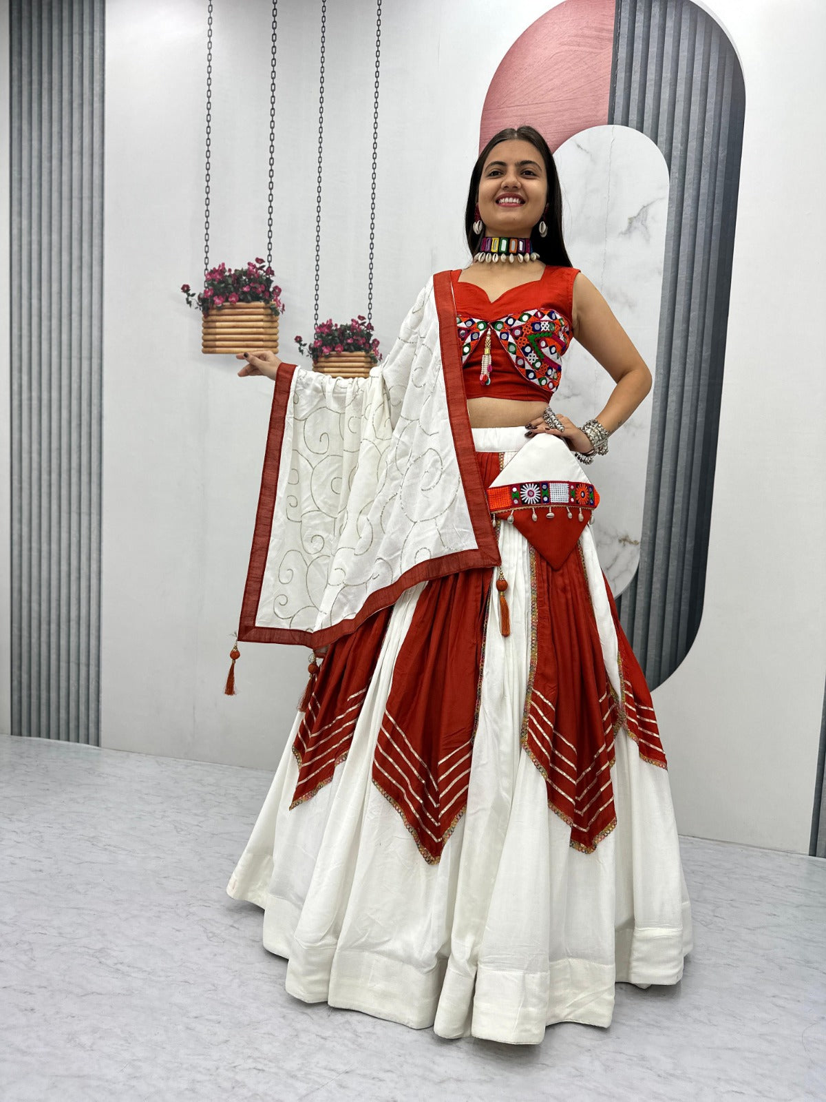 Navratri Special Pure Cotton Lehenga Choli 6 Meter Flair