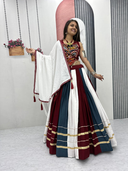 Navratri Special Pure Cotton LaunchingLehenga Choli With 6 Meter Flair