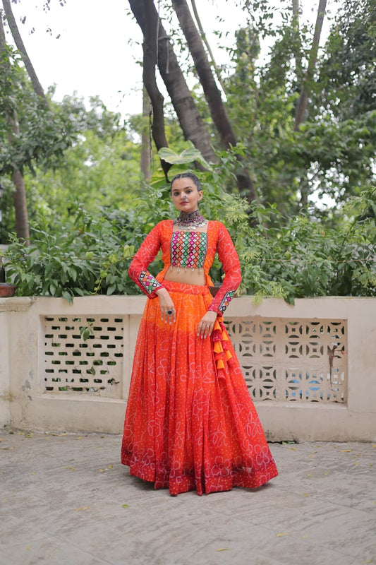 Navratri Special Designer Chaniya Choli Bandhani Print work with Kutchi Gamthi Patchework Work