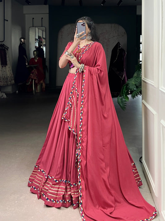 NAVRATRI BEAUTIFUL ORIGINAL MIRROR GAMTHI WORK DESIGNER LEHENGA CHOLI