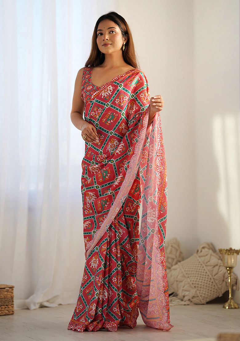 Elegant Bandhani Georgette Silk Saree 💫