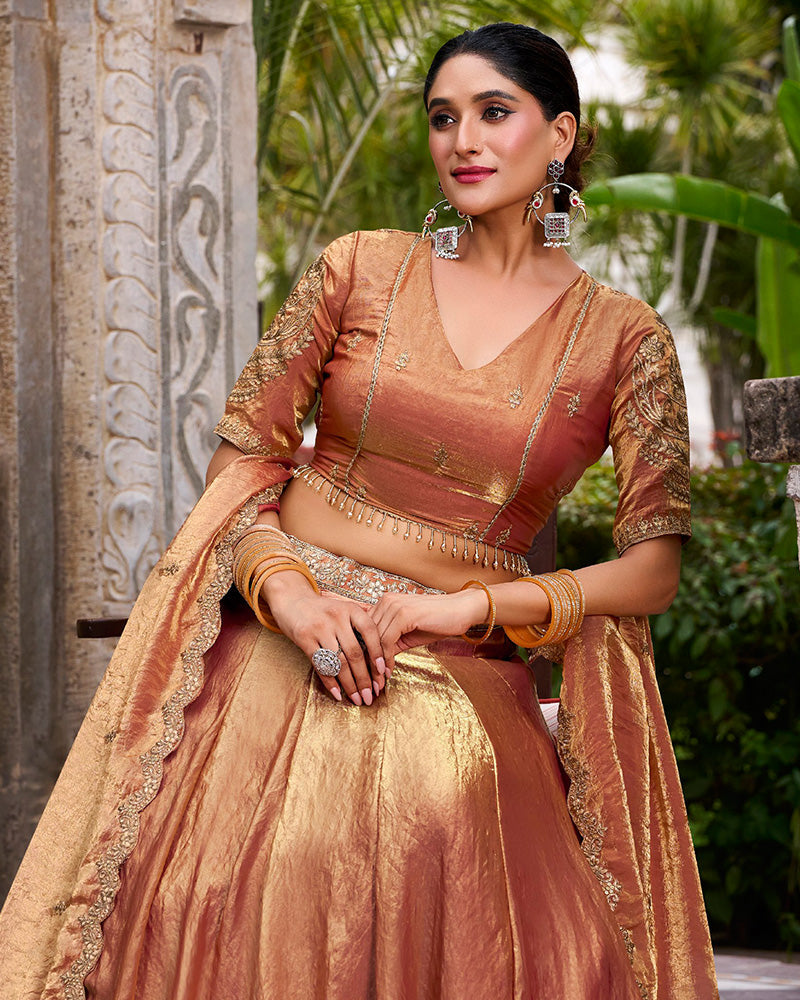 Rust Orange Color Fendi Pastel Lehenga Choli