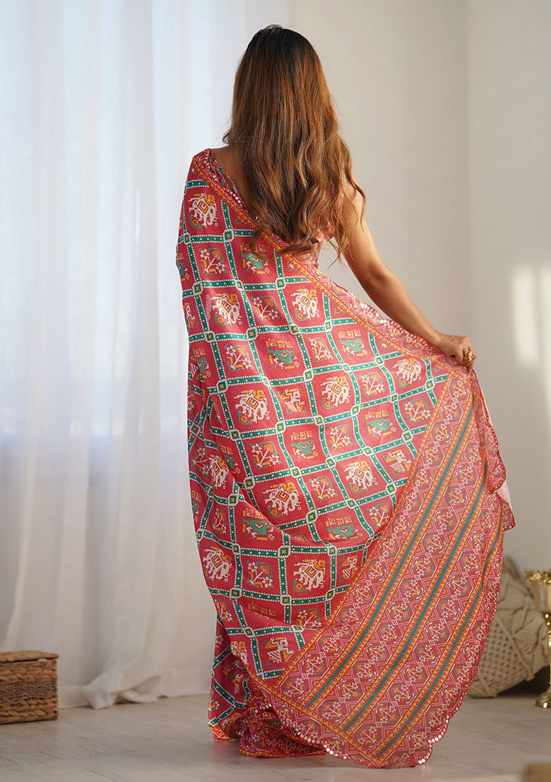 Elegant Bandhani Georgette Silk Saree 💫